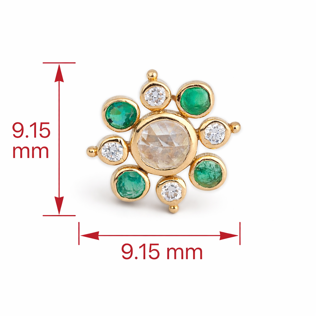 Emerald Diamond Cluster Bloom Nosepin