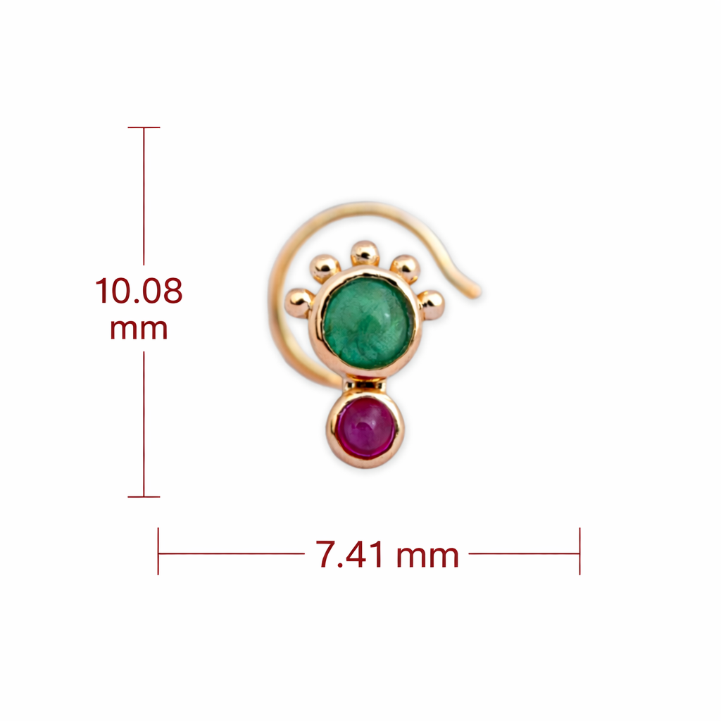 Ruby Emerald Duo Arc Nosepin