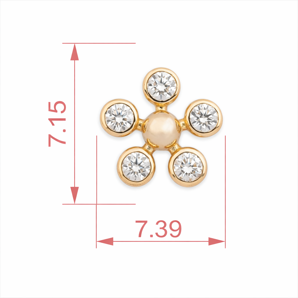 Six Petal Flower Diamond Nosepin