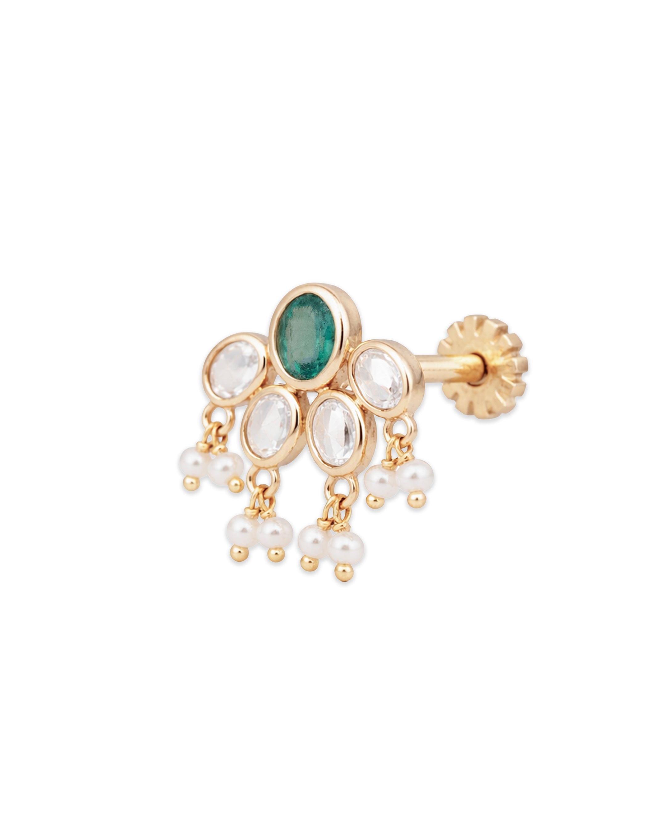 Verdelis Pearl Halo drop Nosepin