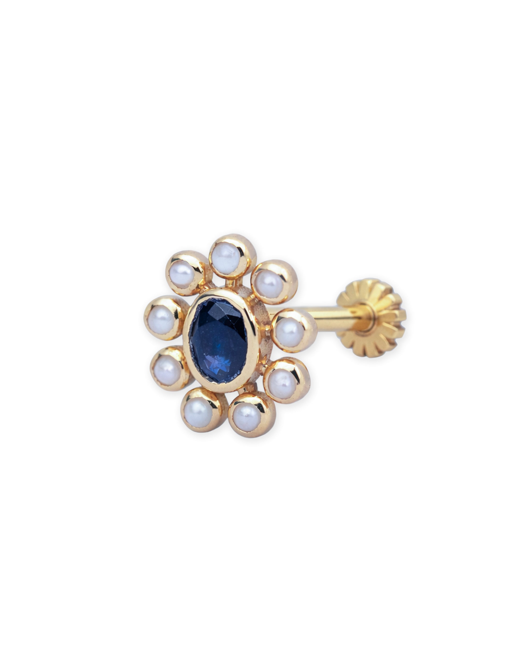 Sapphire Halo Bloom Nosepin