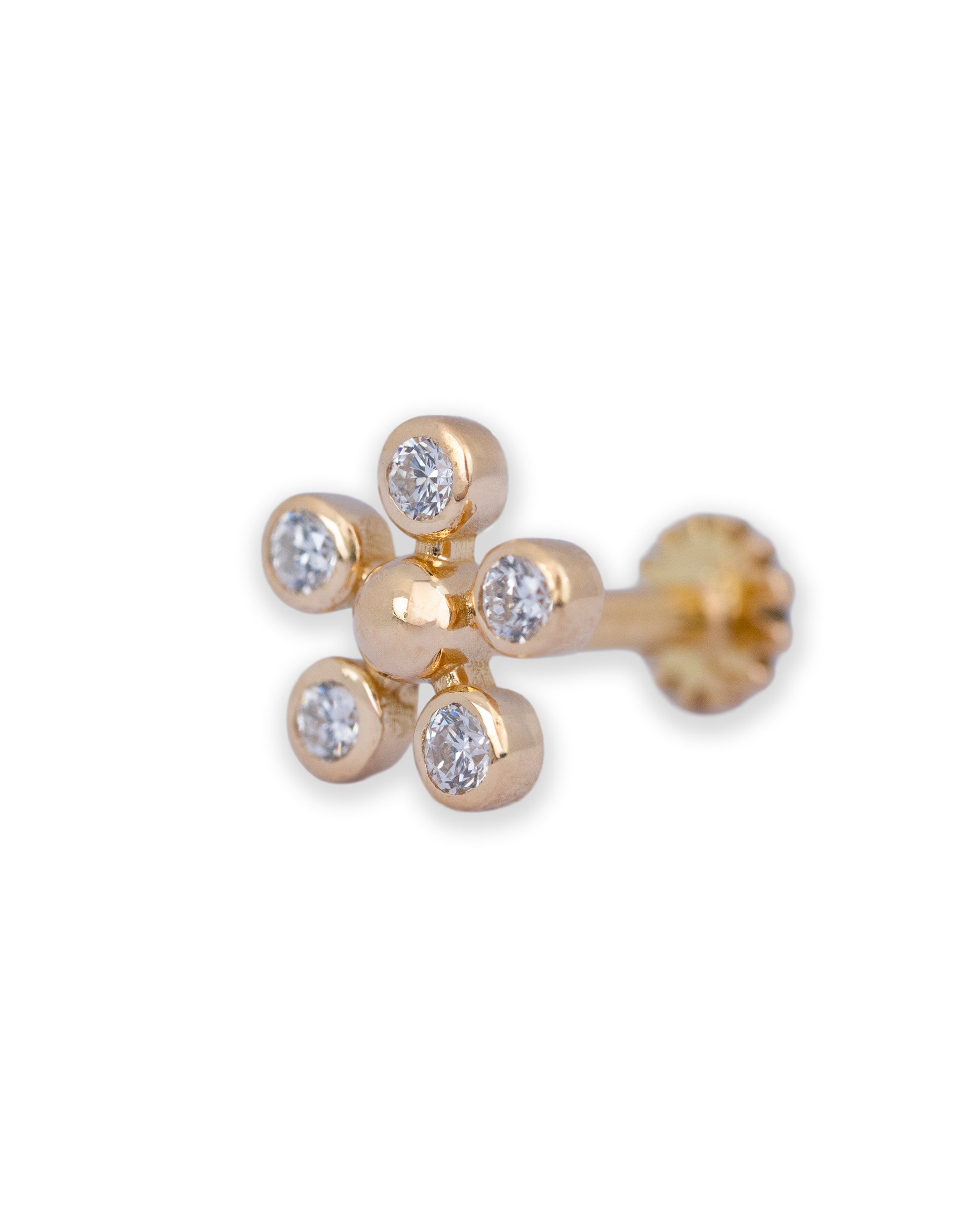 Six Petal Flower Diamond Nosepin