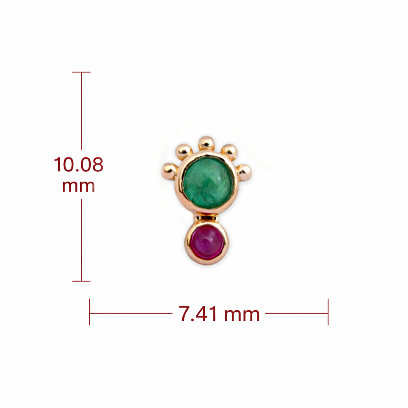 Ruby Emerald Duo Arc Nosepin
